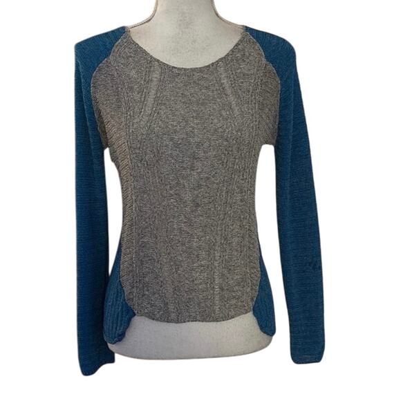 Helmut Lang Size XS Melange Colorblock Sweater Open Knit Blue Grey - Picture 2 of 6